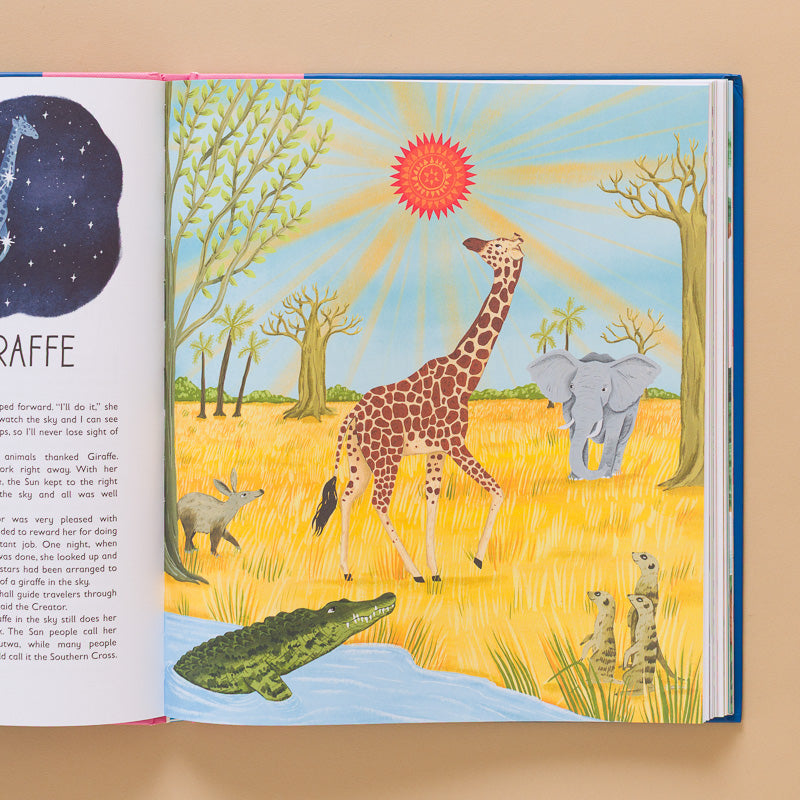 A-Universe-Full-of-Stories-Book open book illustration of giraffe