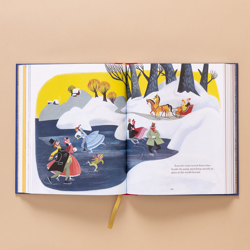Walt DISNEY Children's classic book open page with skating pond