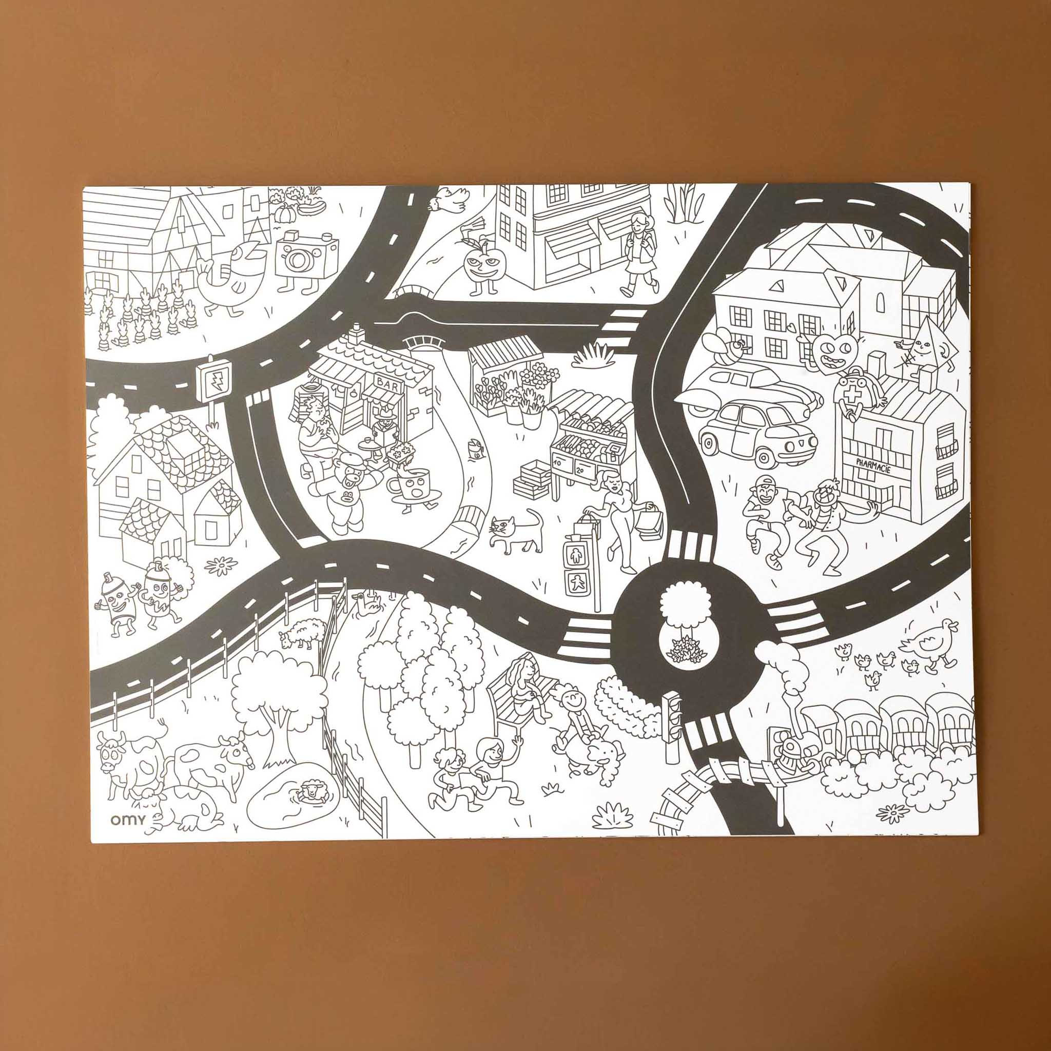 coloring-placemats-vehicles-with-road