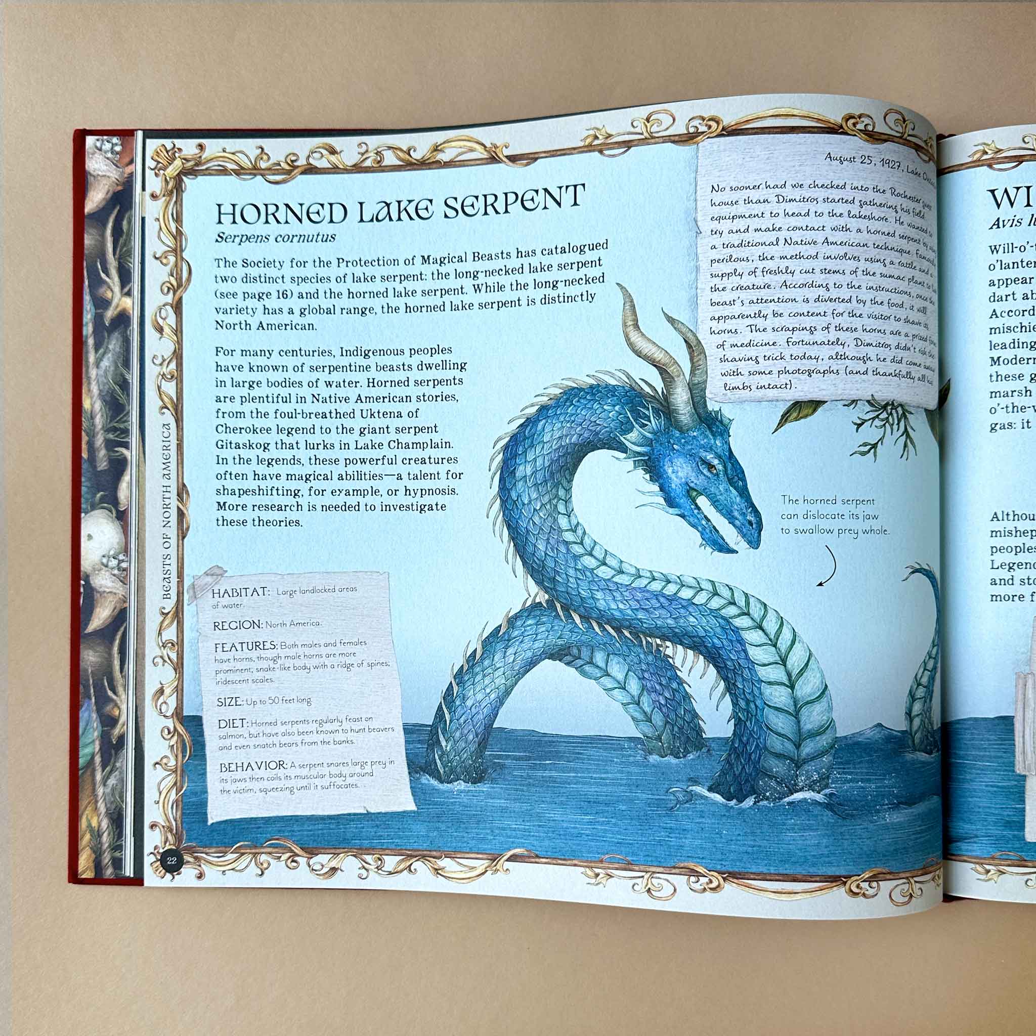 Open-book-section-titled-and-illustrated-Horned-Lake-Serpent