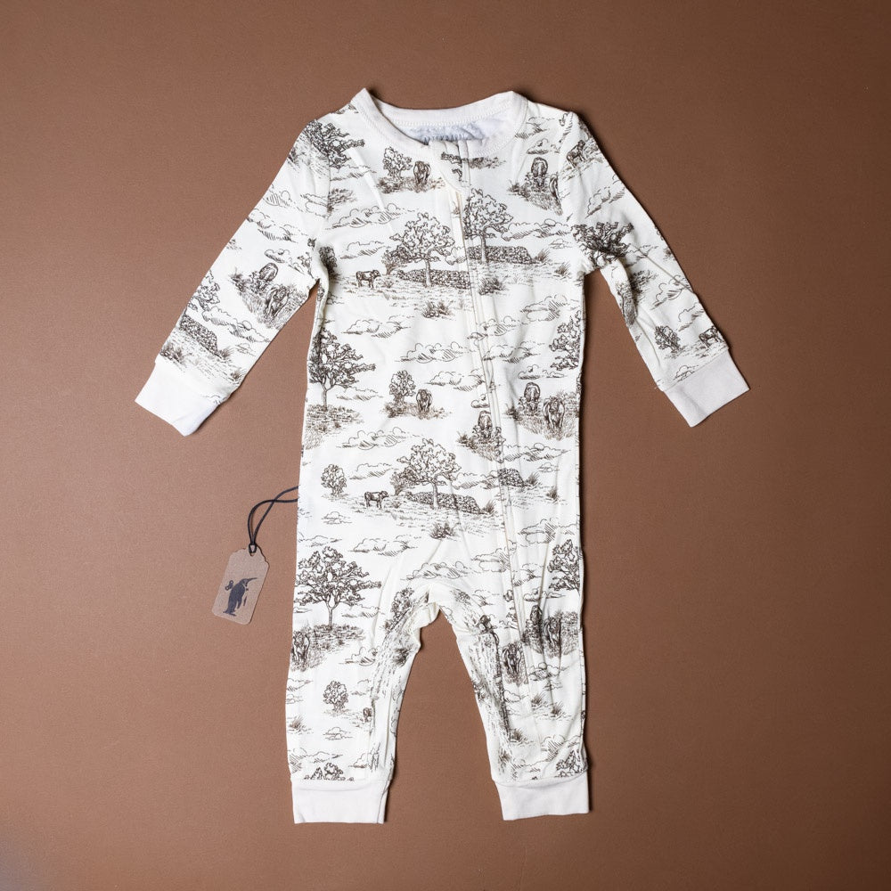 Bamboo Stretch Zipper Pajamas | Meadow Toile