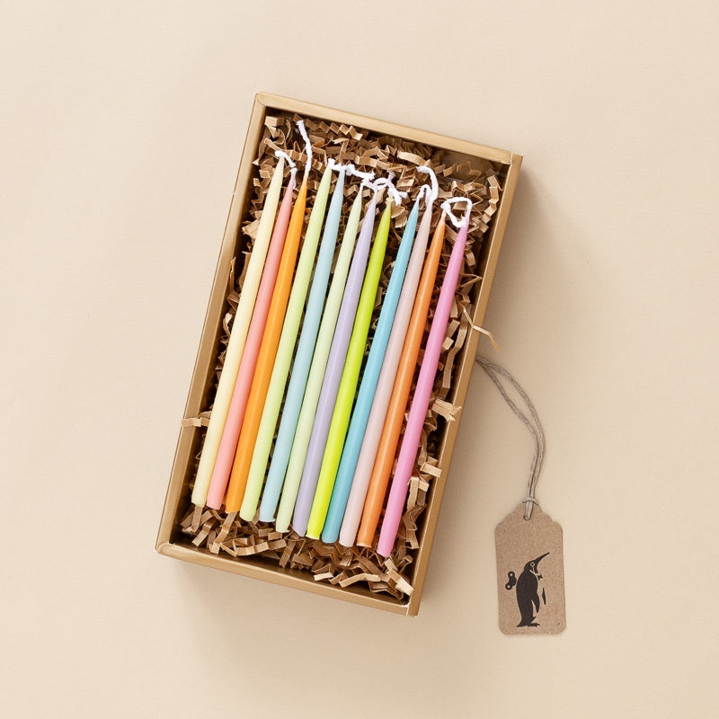 Beeswax Tapered Candle Set | Pastel Rainbow