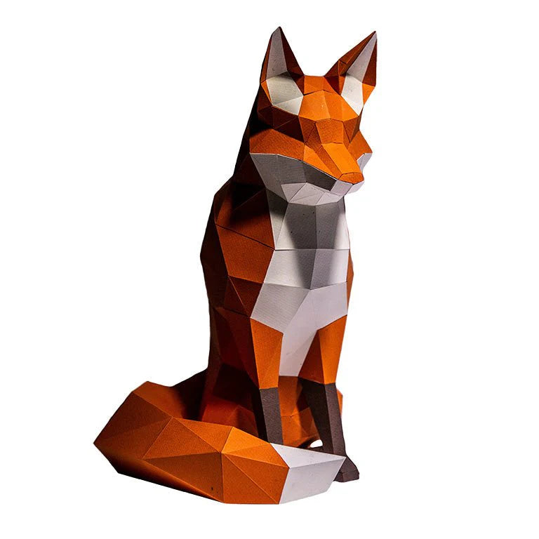 create-your-own-orange-and-white-3-d-origami-fox-model-kit-completed-model