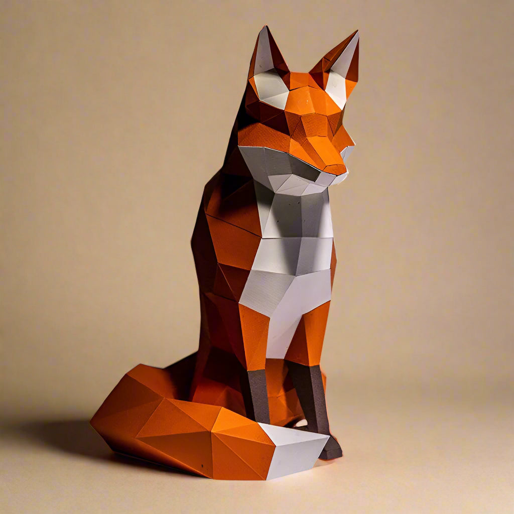 create-your-own-orange-and-white-3-d-origami-fox-model-kit-completed-model