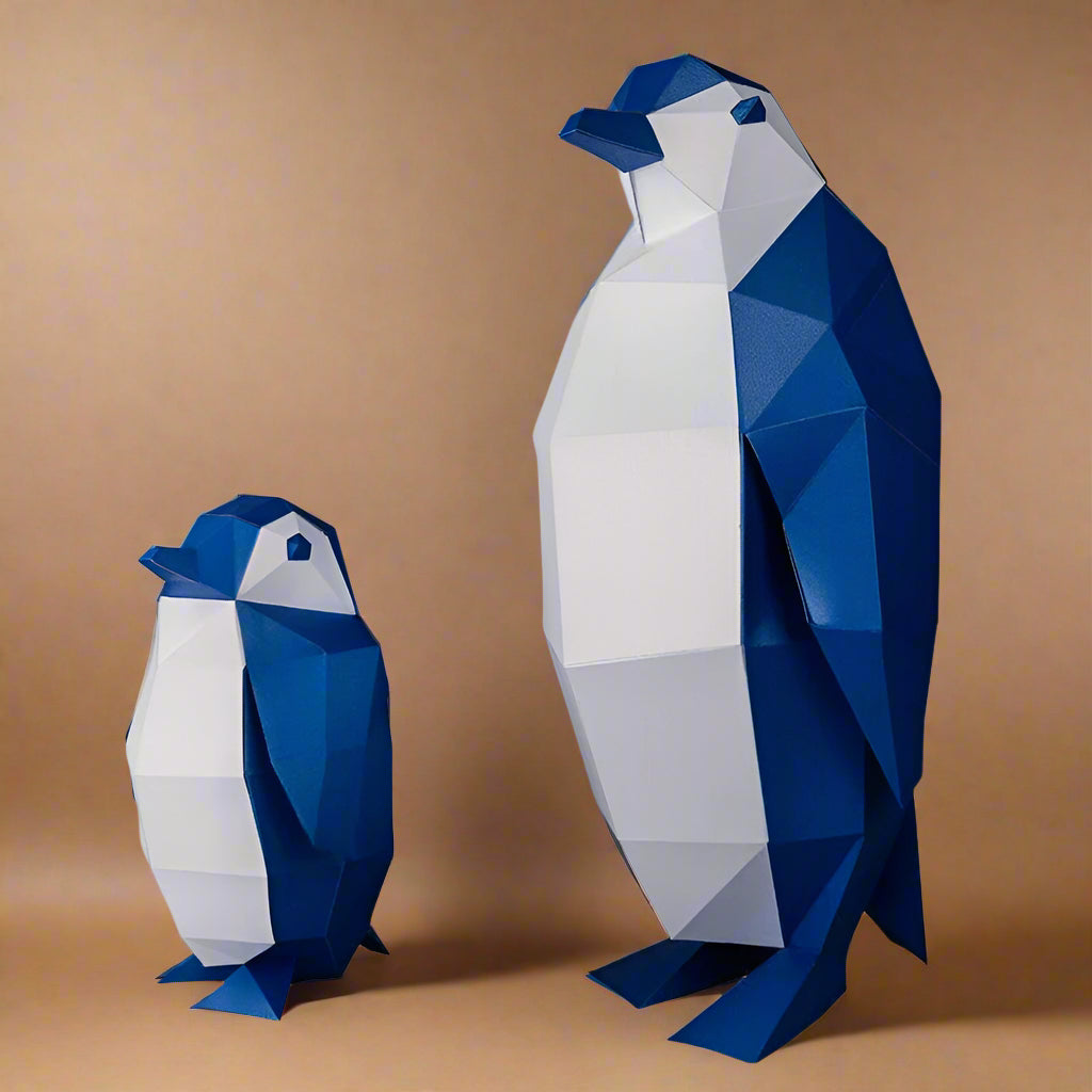 create-your-own-3-d-origami-penguin-duo-model-kit-completed-model-blue-and-white