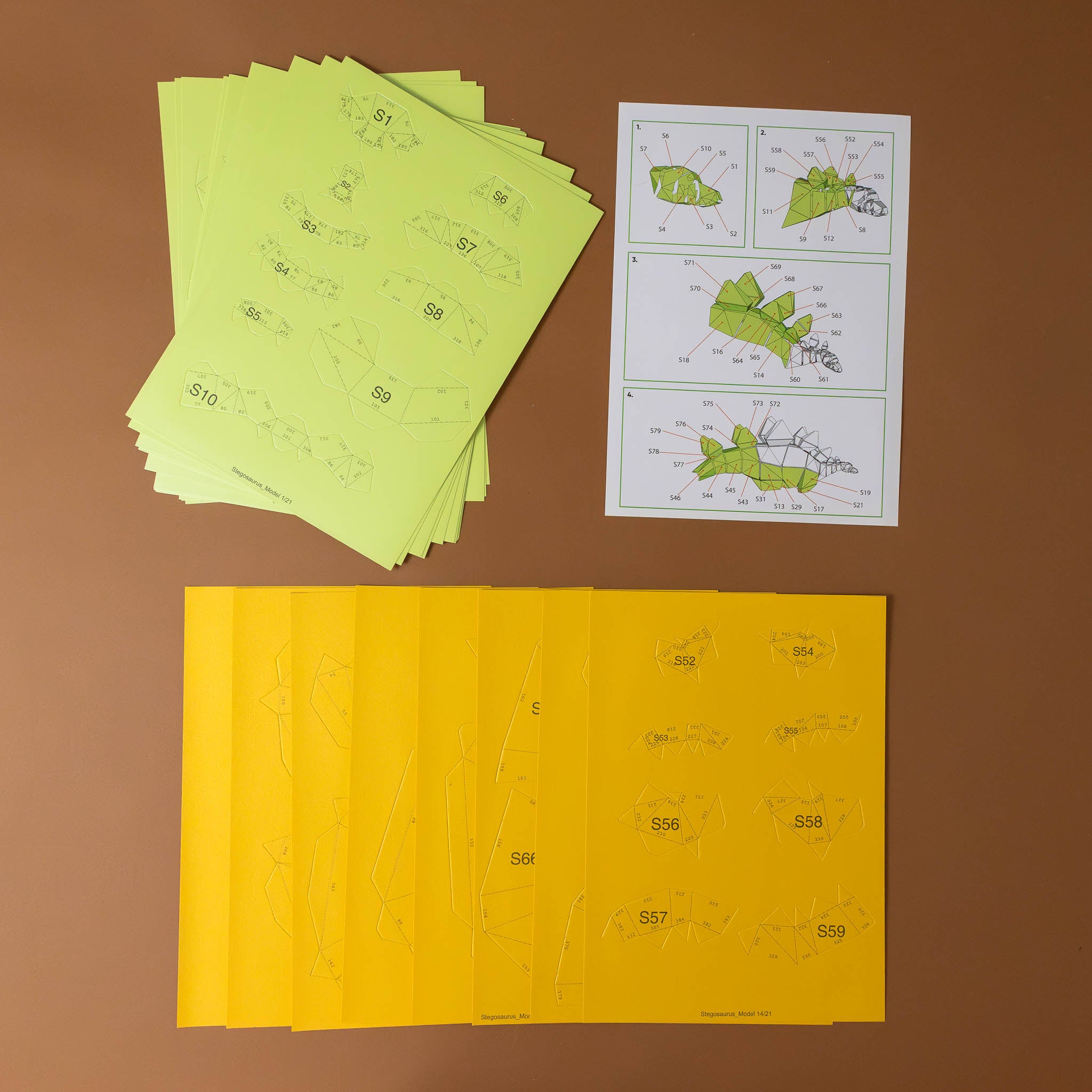 create-your-own-3-d-origami-stegosaurus-model-kit-pieces-and-instructions