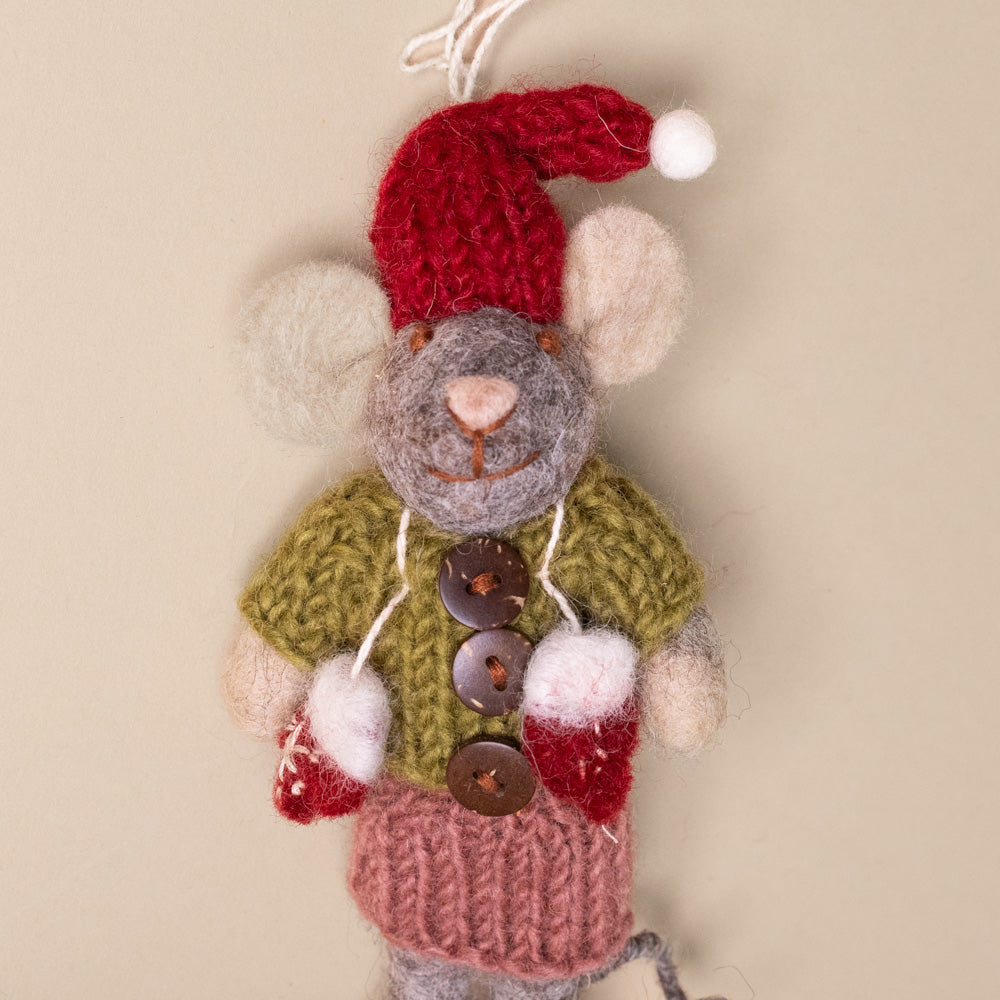 felted-grey-mouse-ornament--green-sweater-pink-skirt--mittens