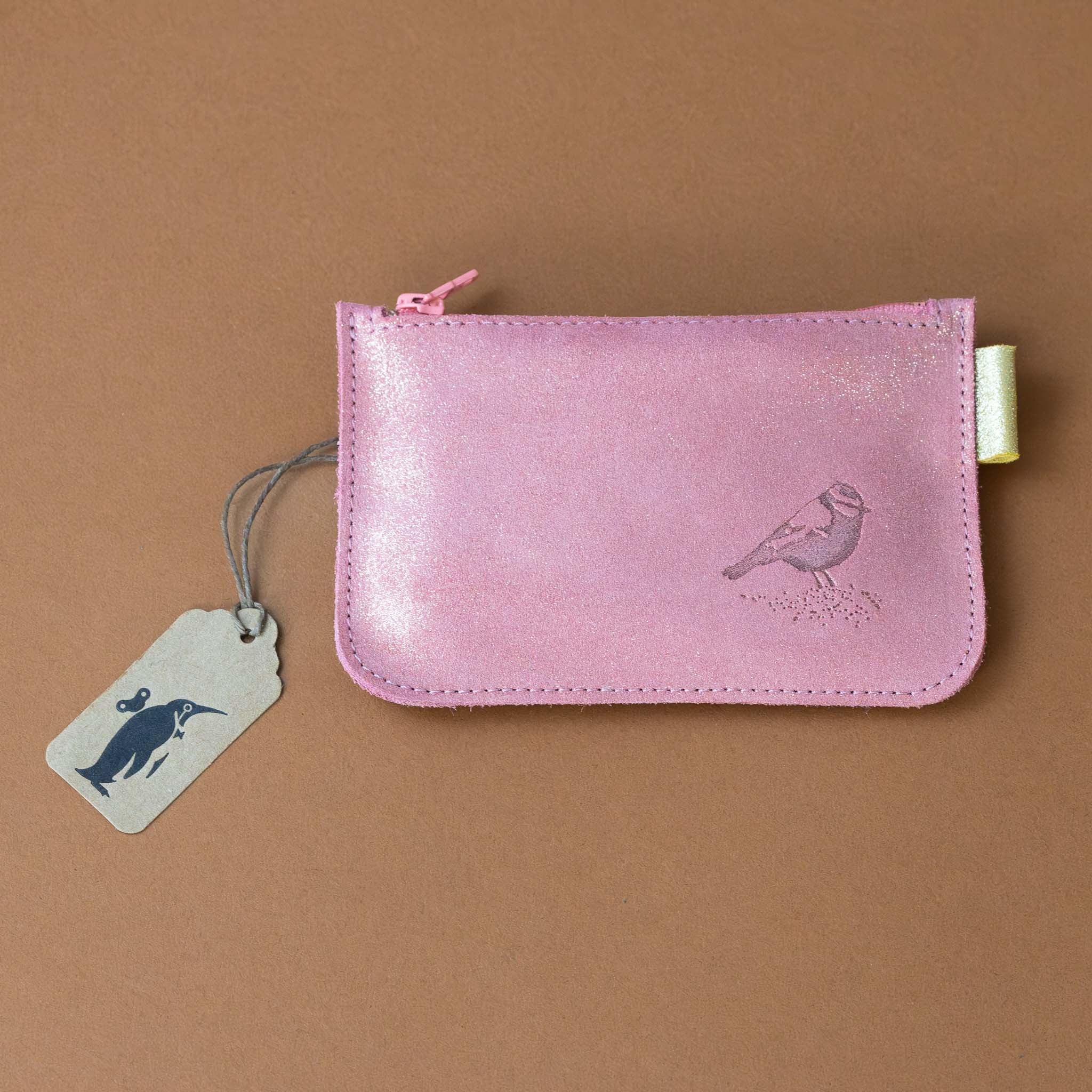 glitter-coin-purse-marron-glace-soft-pink-with-birdie-emblem