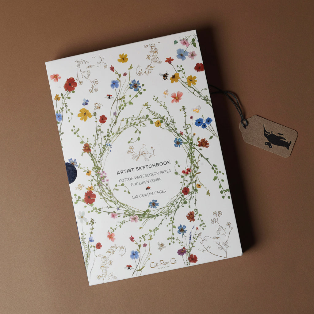 Gold Floral Embossed Notebook | Navy