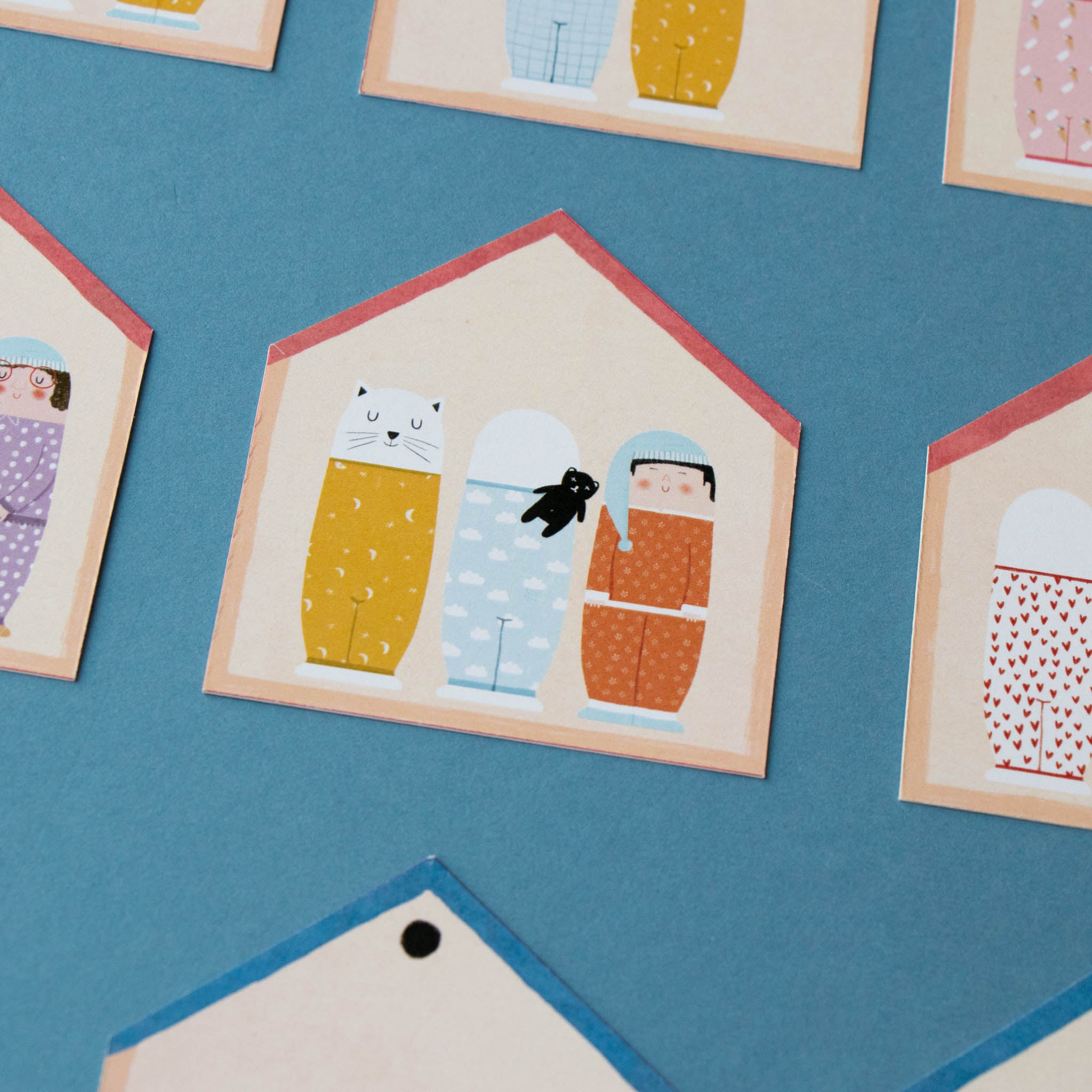 good-night-game-featuring-animals-and-children--and-child-in-night-caps-in-houses