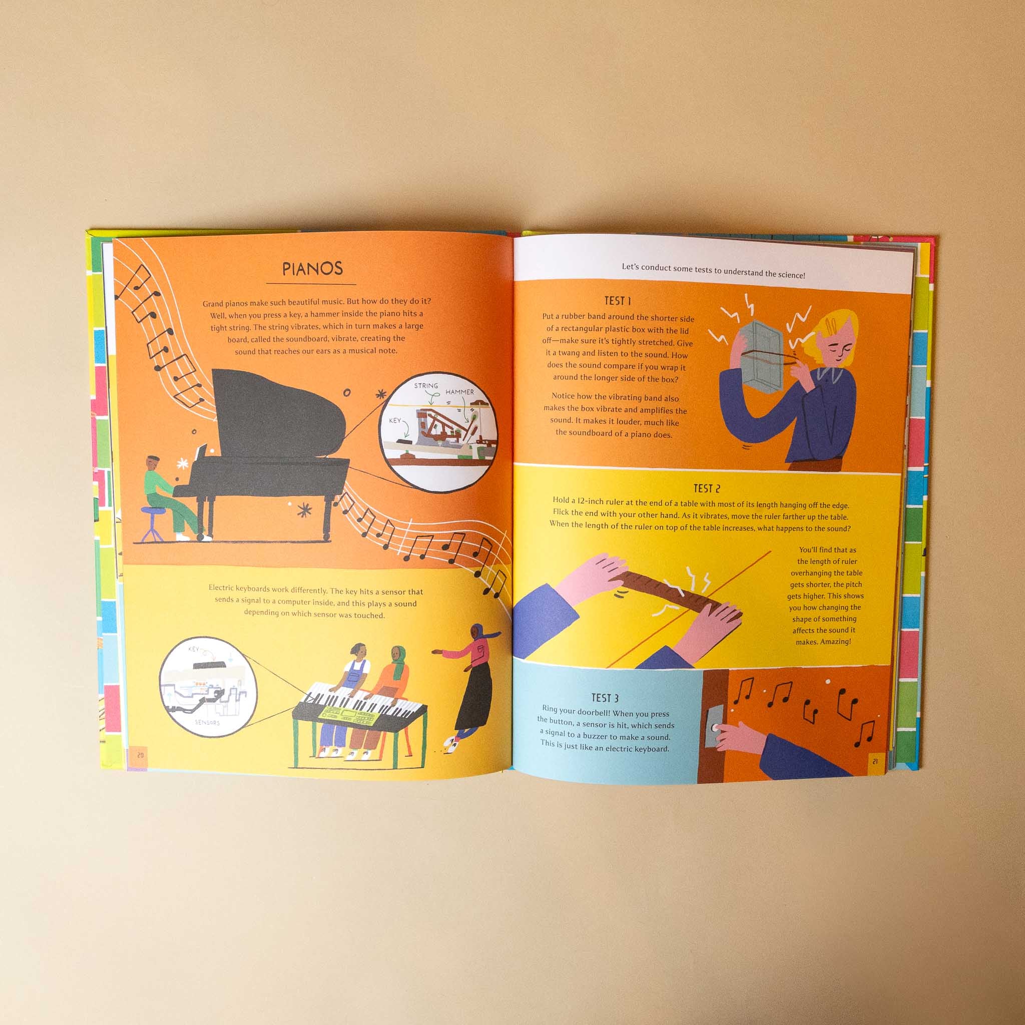 Open how-to-build-a-chocolate-bridge-extraordinary-builds-using-everyday-things with colorful illustrations on a beige background