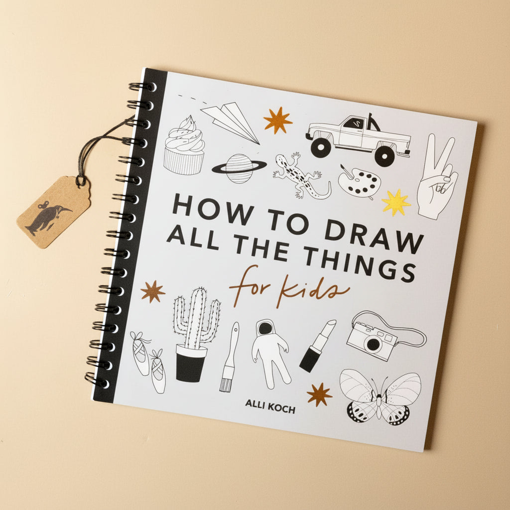 how-to-draw-all-the-things-for-kids-spiral-bound-book-cover-with-truck-space-suite-butterfly-camera-and-others