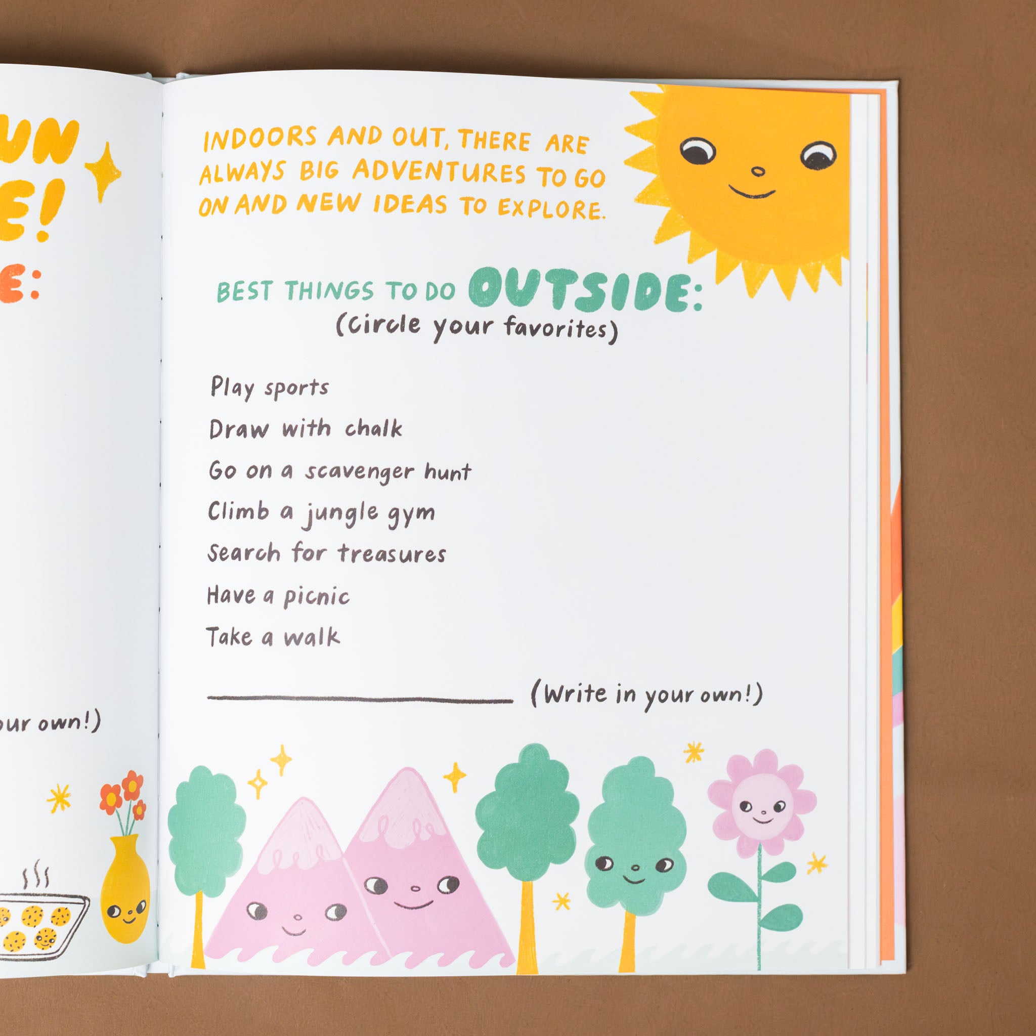 best-things-to-do-outside-list-with-sun-trees-and-mountains-illustions