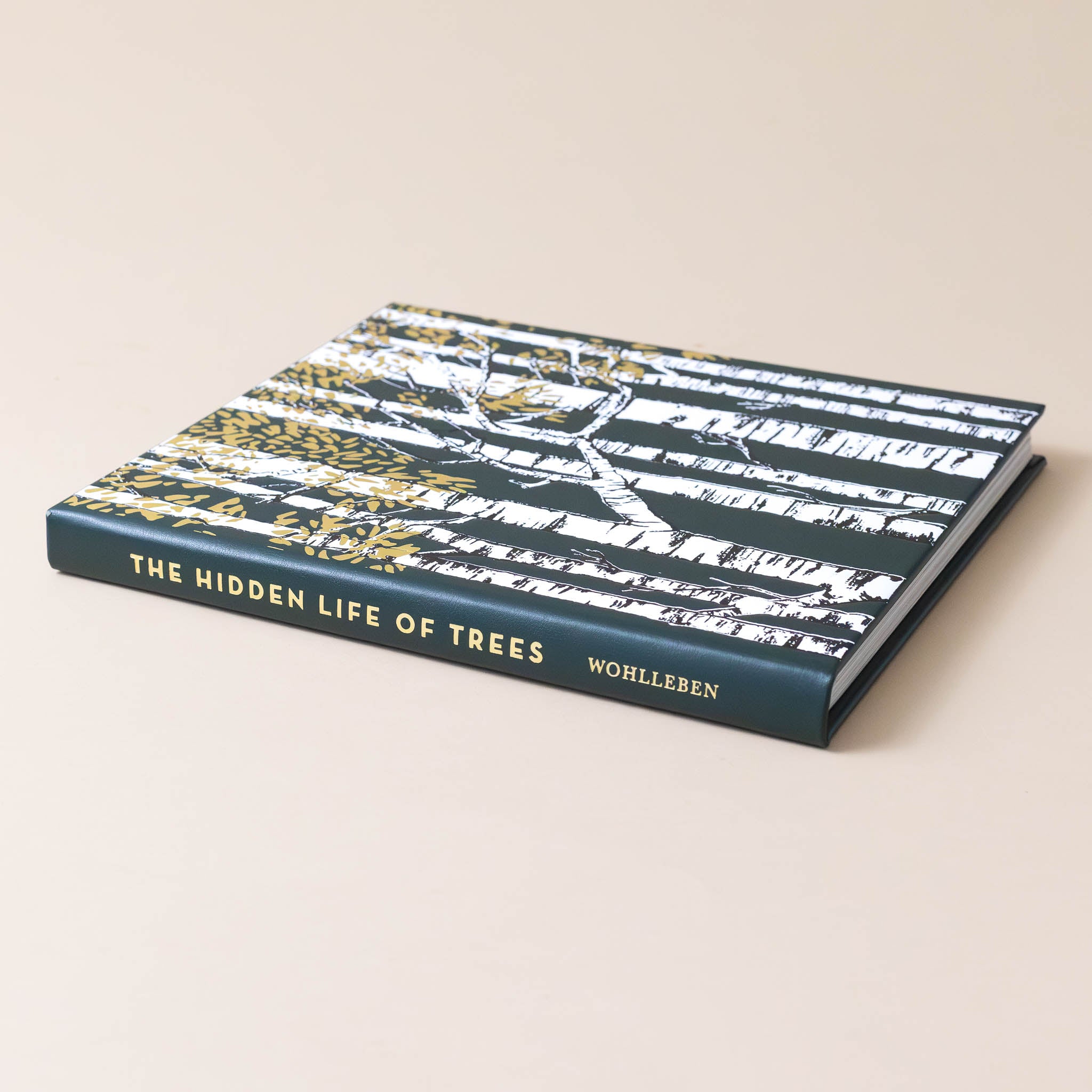 leather-bound-hidden-life-of-trees-book-green-spine-and-gold-foil-title
