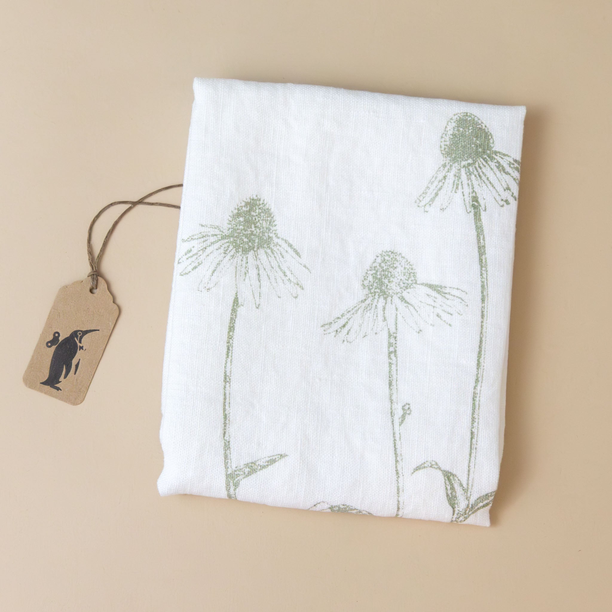 linen-tea-towel-coneflower-green