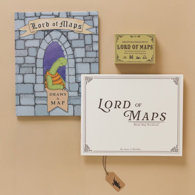 map-making-kit-castle-edition lord of maps blank book, stamps and story book