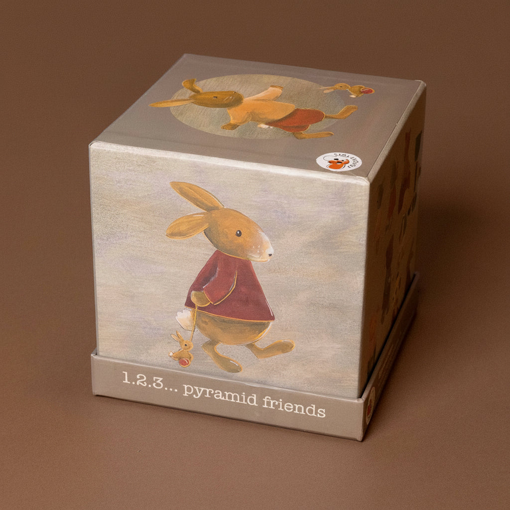 nesting-blocks-woodland-friends with illustrations of animals on a brown background