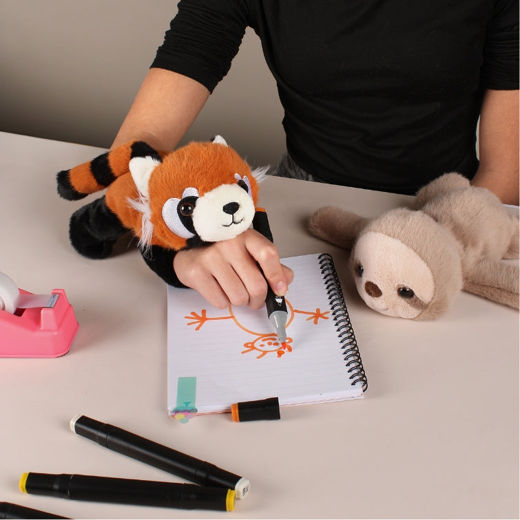 petite-gluepot-red-panda-stuffed -animal and child