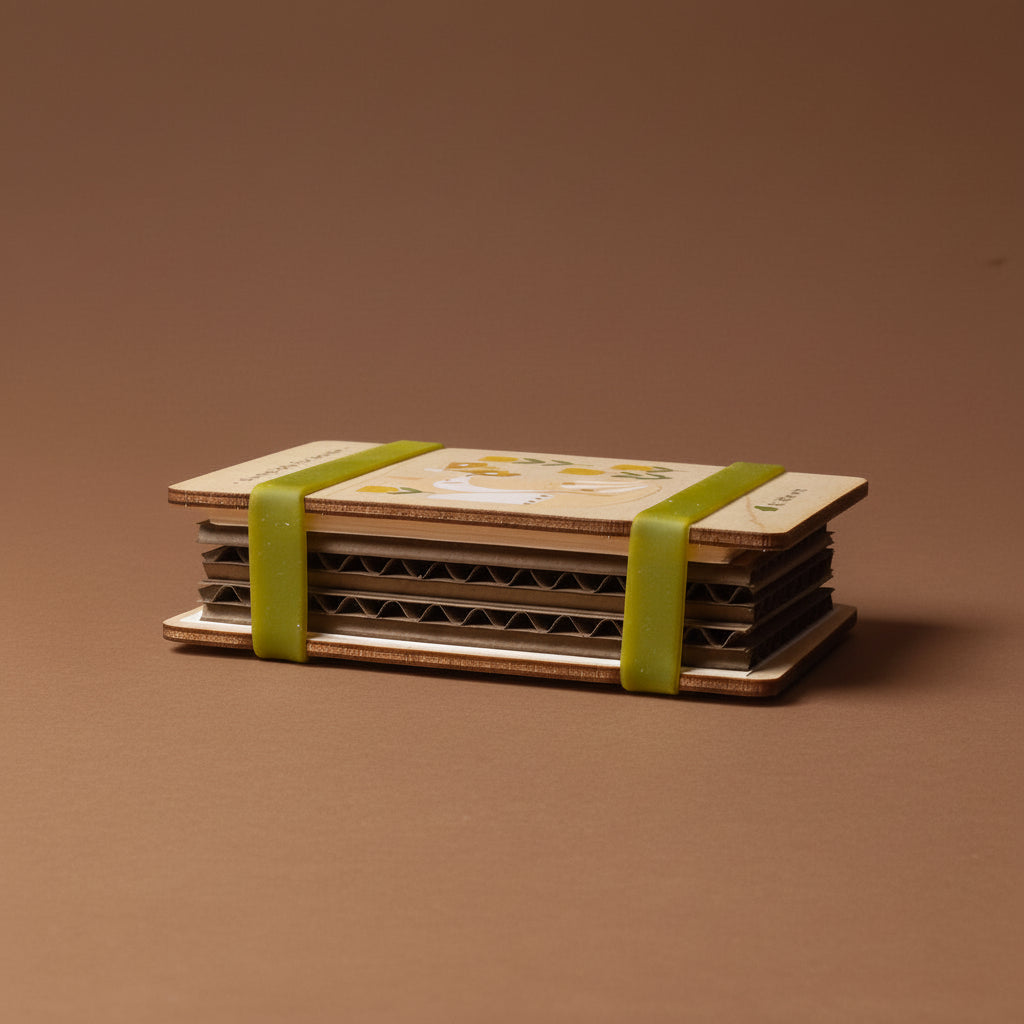 petite-wooden-flower-press-fox with fox and flower illustrations on a brown background