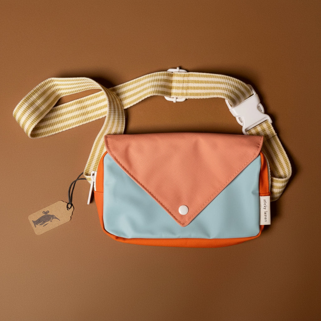 recycled-wonders-fanny-pack-ocean-coral-yellow-striped-strap