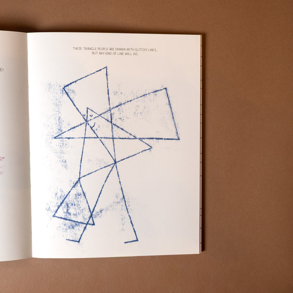 take-a-line-for-a-walk- Open book with geometric line art on a brown background