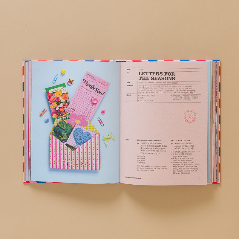 the-art-of-snail-mail book open page to letters of the season