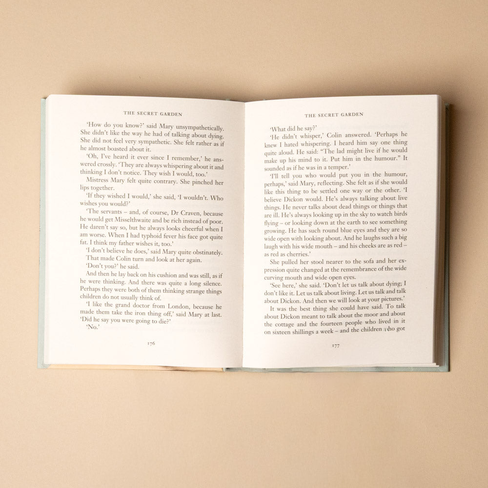 the-secret-garden Open book with text on a beige background