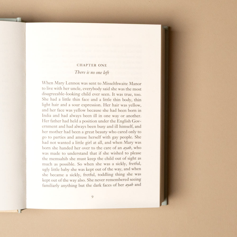 the-secret-garden Open book with text on a beige background