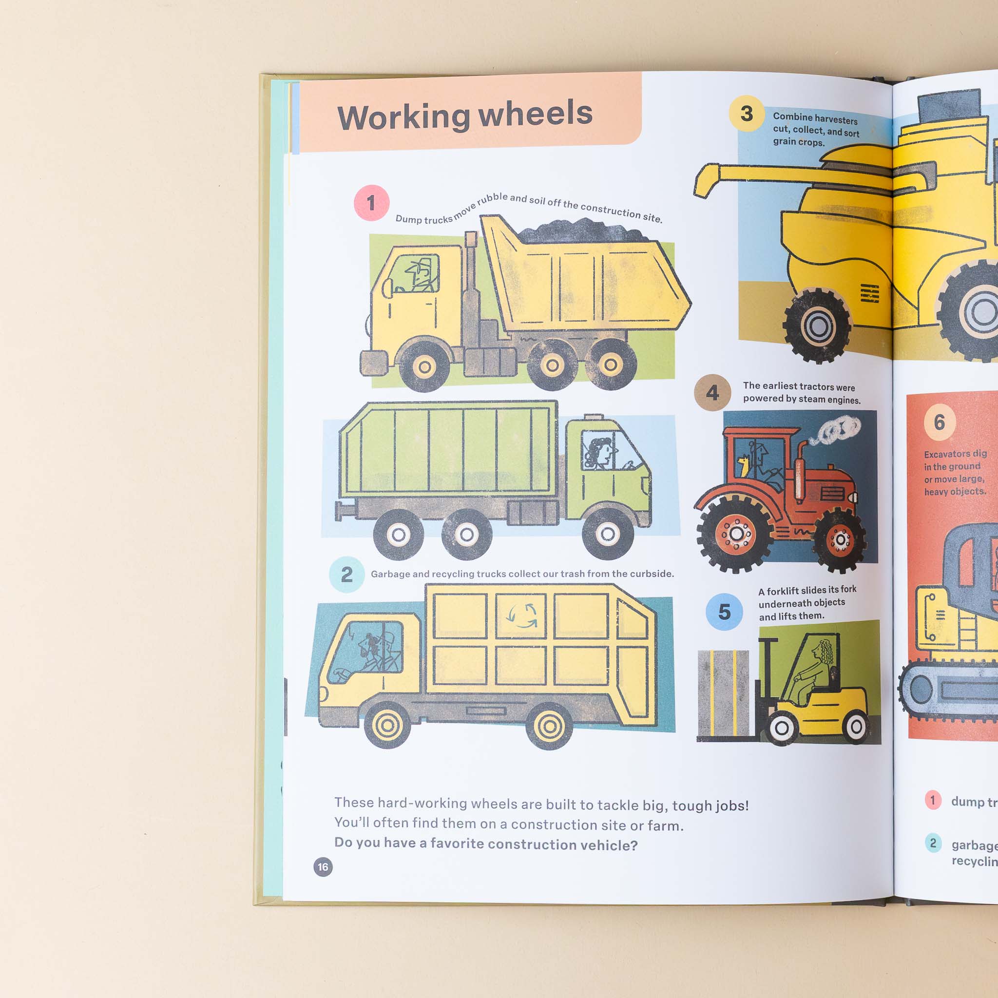 vehicles-book-working-wheels-section-with-text-and-illustration-of-yellow-dumptrucks
