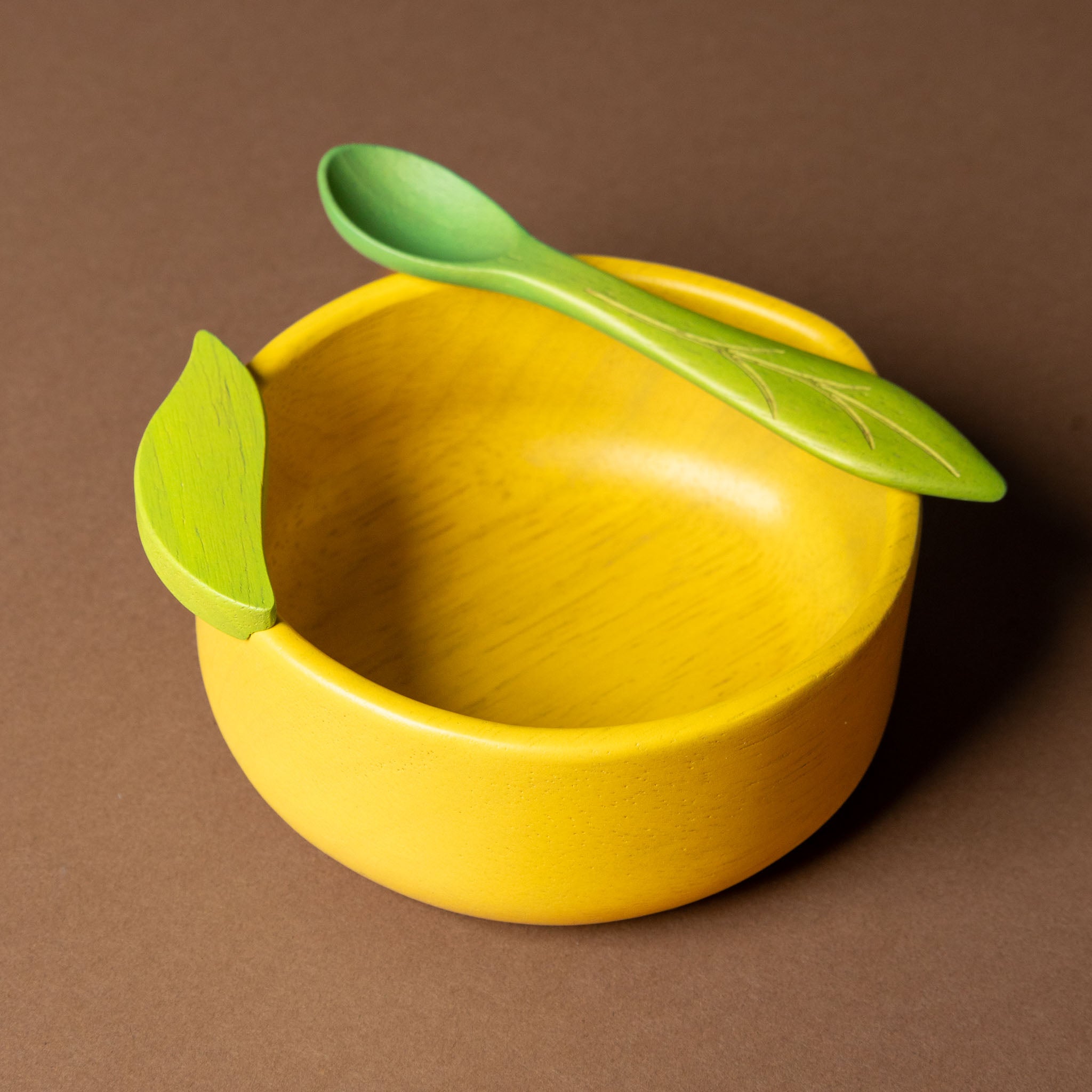 Wooden Bowl & Spoon Set | Lemon