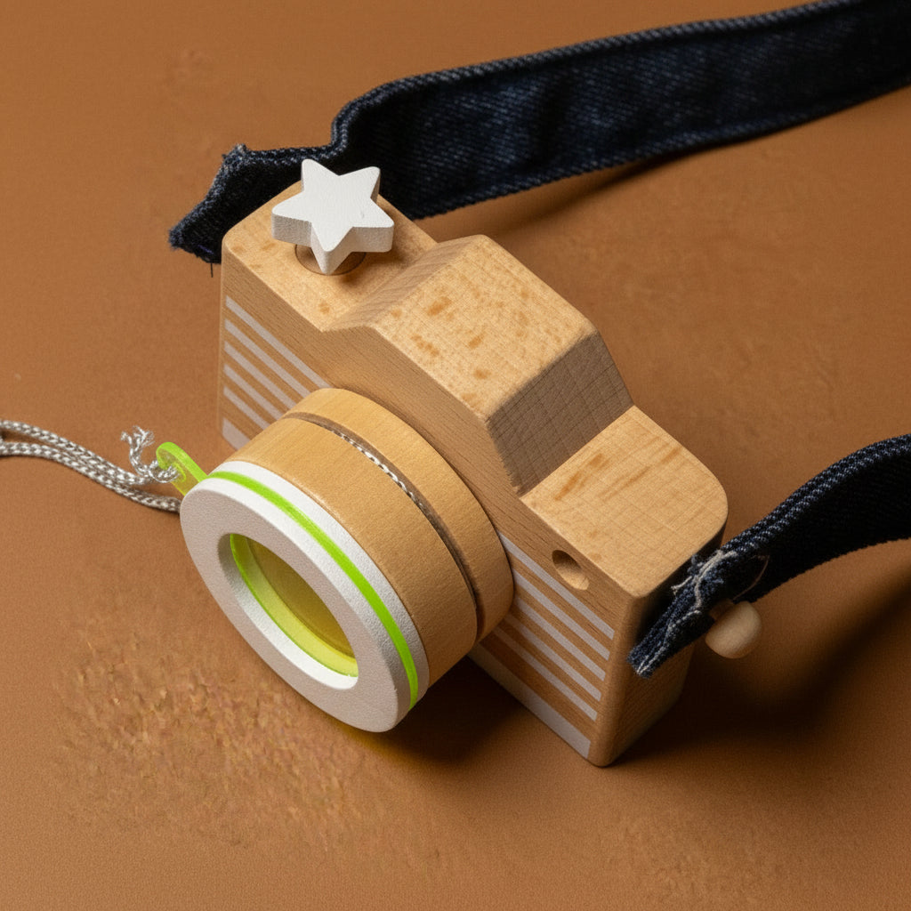 wooden-kaleidoscope-play-camera-yellow-lens-denim-strap-top-with-star-button