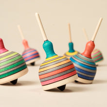 Load image into Gallery viewer, striped-colorful-wooden-tops