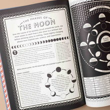 Load image into Gallery viewer, interior-black-and-white-infographic-about-moon-phases