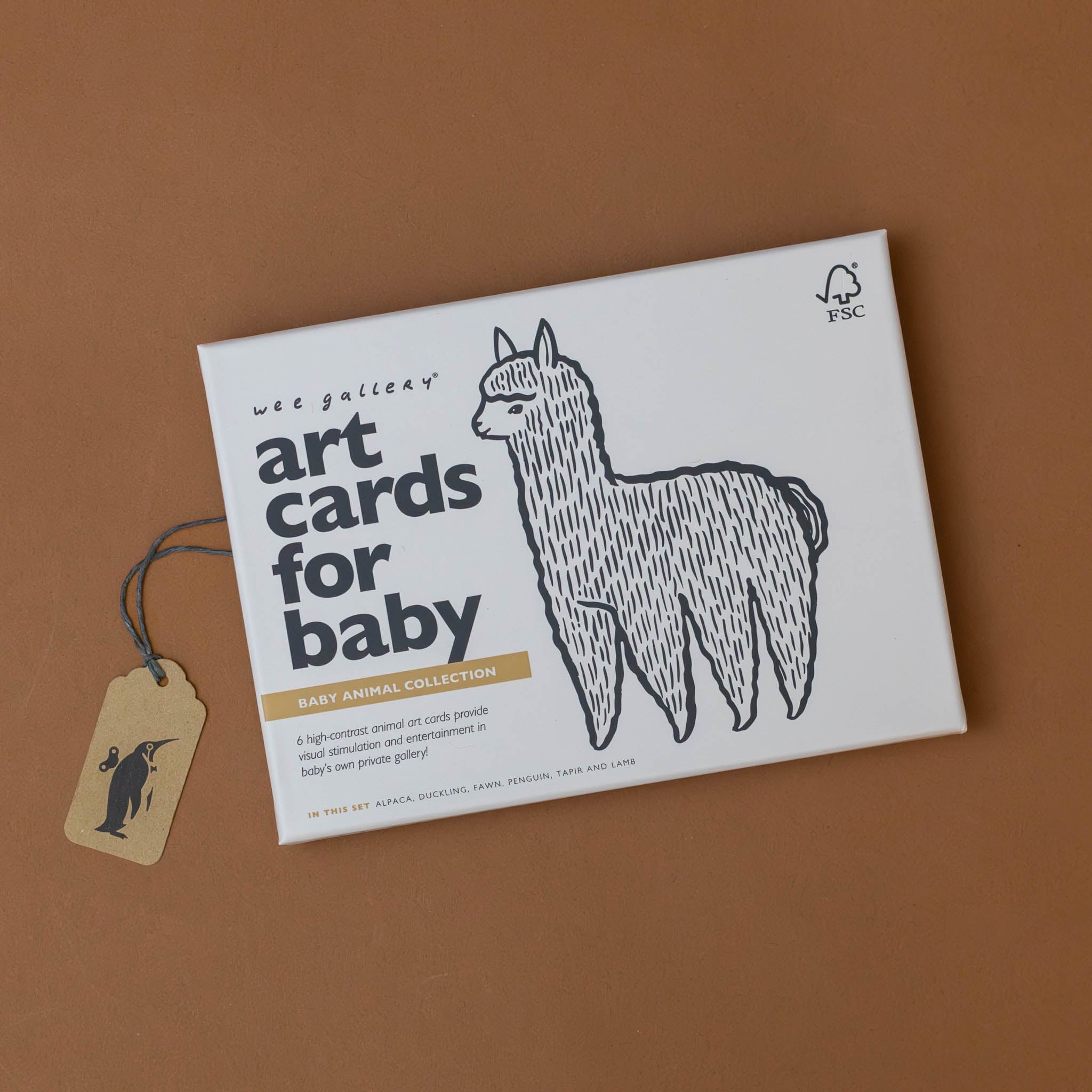 art-cards-baby-animals-black-and-white-llama-on-the-box