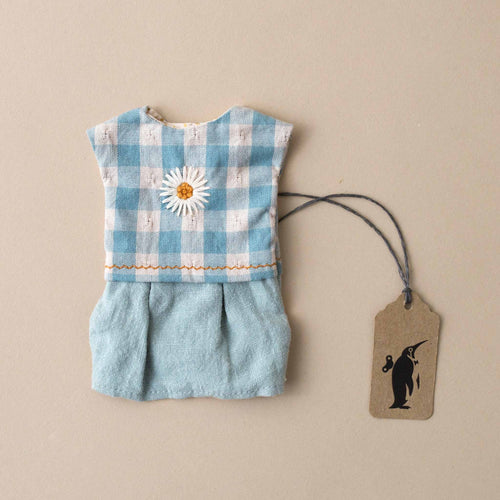 Teddy Mum Outfit | Blue Gingham Dress with Daisy - Dolls & Doll Accessories - pucciManuli