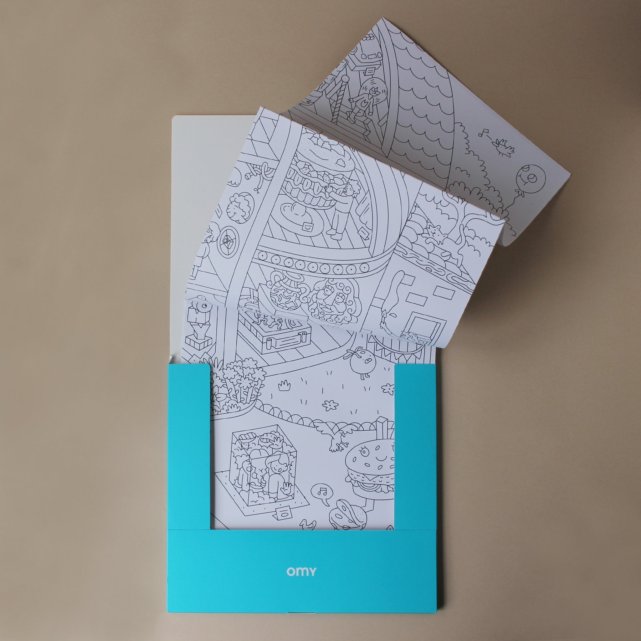 coloring-poster-museum-half-opened-out-of-its-package