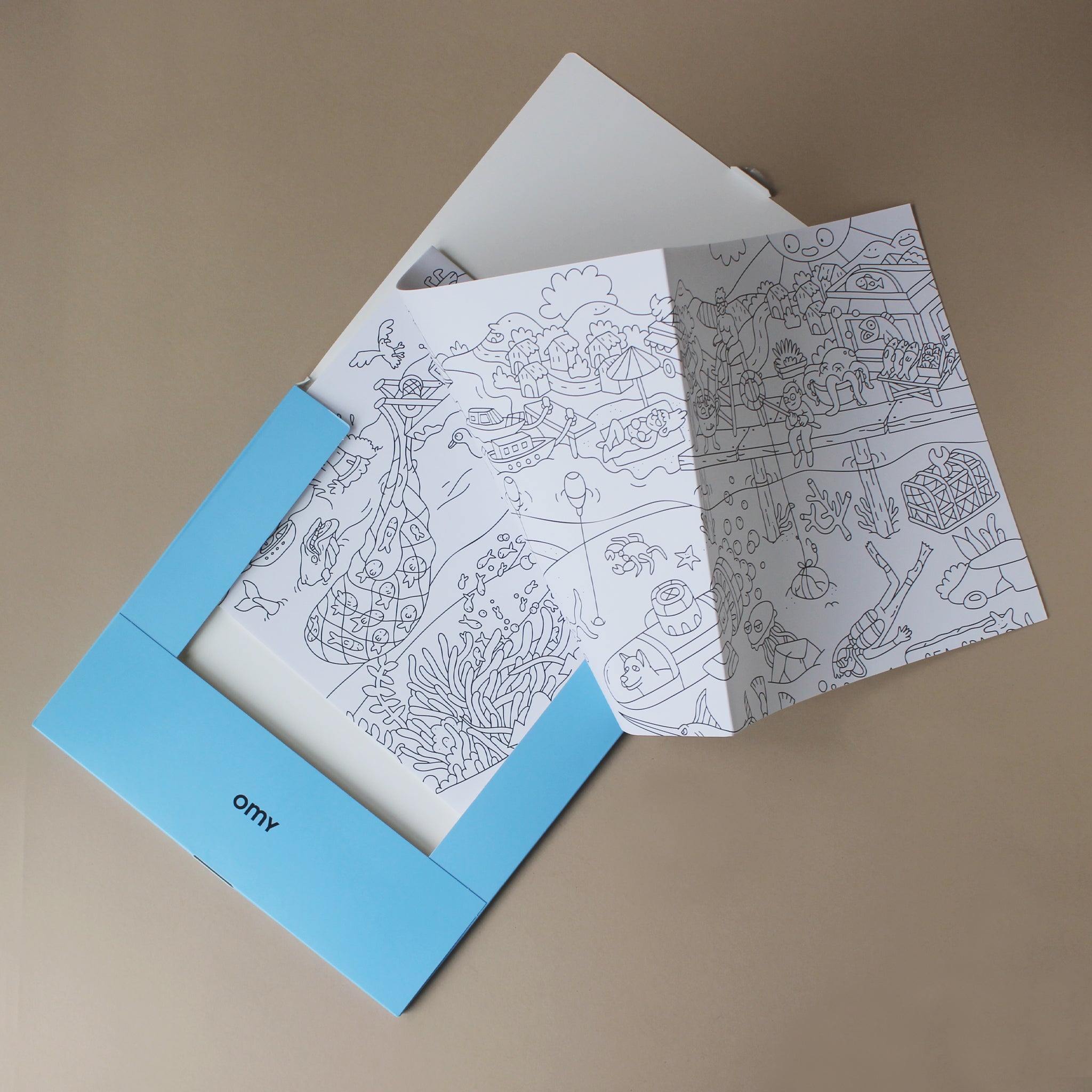 coloring-poster-ocean-half-opened-out-of-its-package