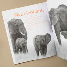 Load image into Gallery viewer, interior-page-of-five-elephants-with-sketched-illustration