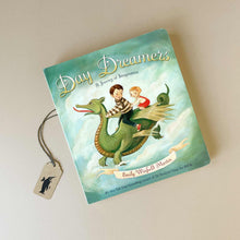 Load image into Gallery viewer, front-cover-day-dreamers-board-book-two-children-flying-on-back-of-dragon
