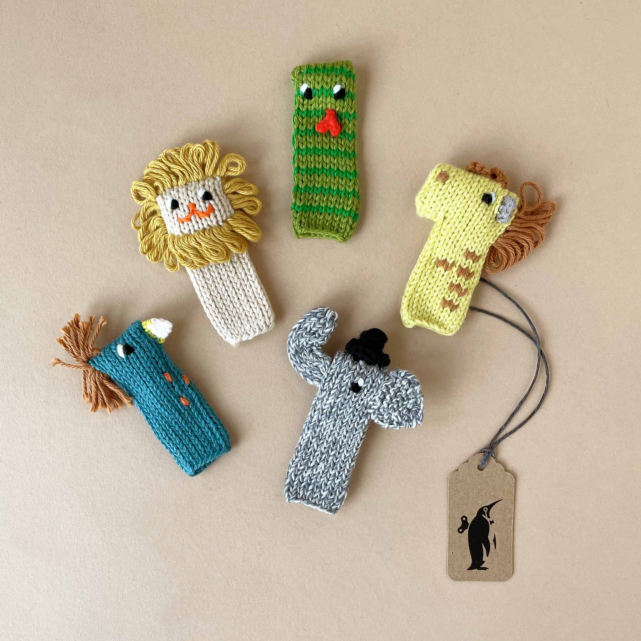 set-of-5-finger-puppets-peacock-lion-crocodile-elephant-and-giraffe