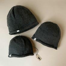 Load image into Gallery viewer, hand-knit-dark-grey-hunter-hat-in-three-sizes