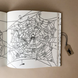 imagimorphia-coloring-book-open-page-showing-spider-web