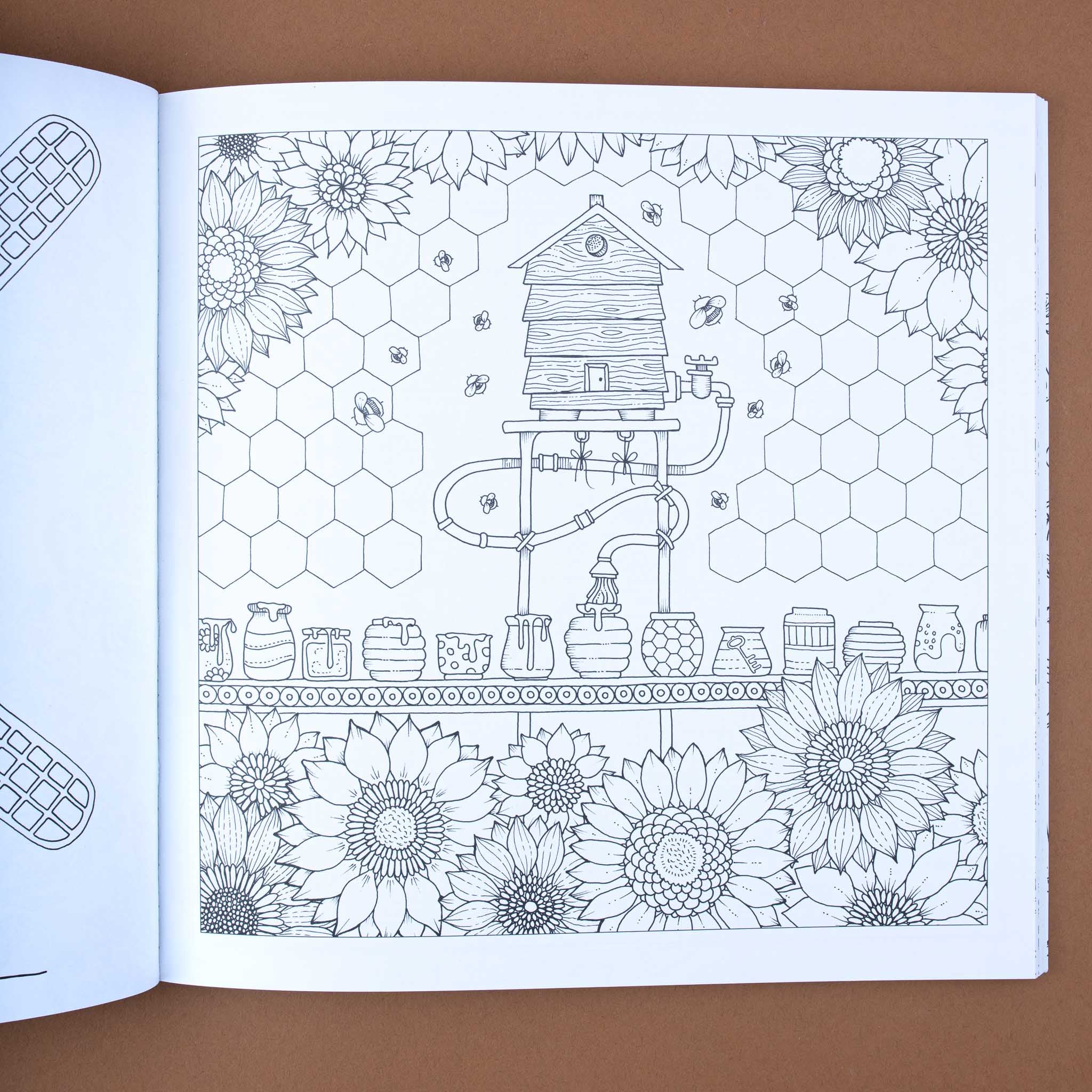 inside-pages-bee-hive-and-flowers-coloring-page