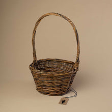 Load image into Gallery viewer, round-small-woven-willow-basket-in-dark-brown