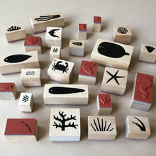Load image into Gallery viewer, wooden-and-rubber-stamps-laid-out