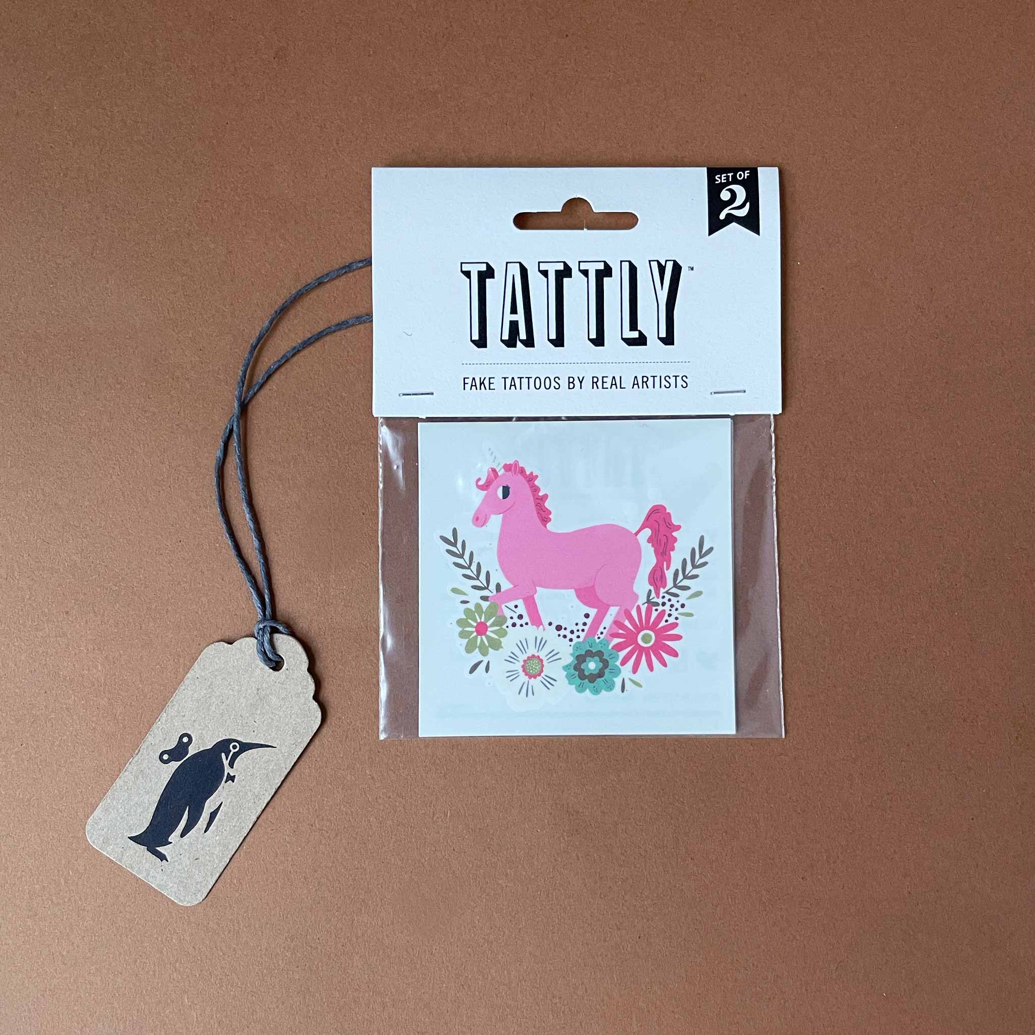 pink-illustrated-unicorn-with-flowers-temporary-tattoo