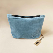 Load image into Gallery viewer, soft-blue-velvet-pouch-with-zipper-closure