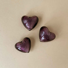 Load image into Gallery viewer, venetian-glass-heart-three-amethyst-spread-out