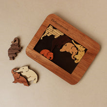 Load image into Gallery viewer, wooden-elephant-puzzle-in-medium-wood-tone-frame