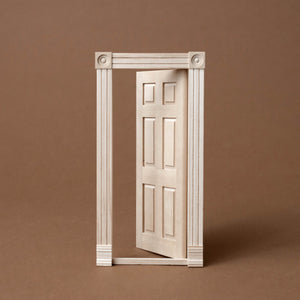 Wooden Fairy Door | Traditional 6-Panel Block & Trim - Dolls & Doll Accessories - pucciManuli
